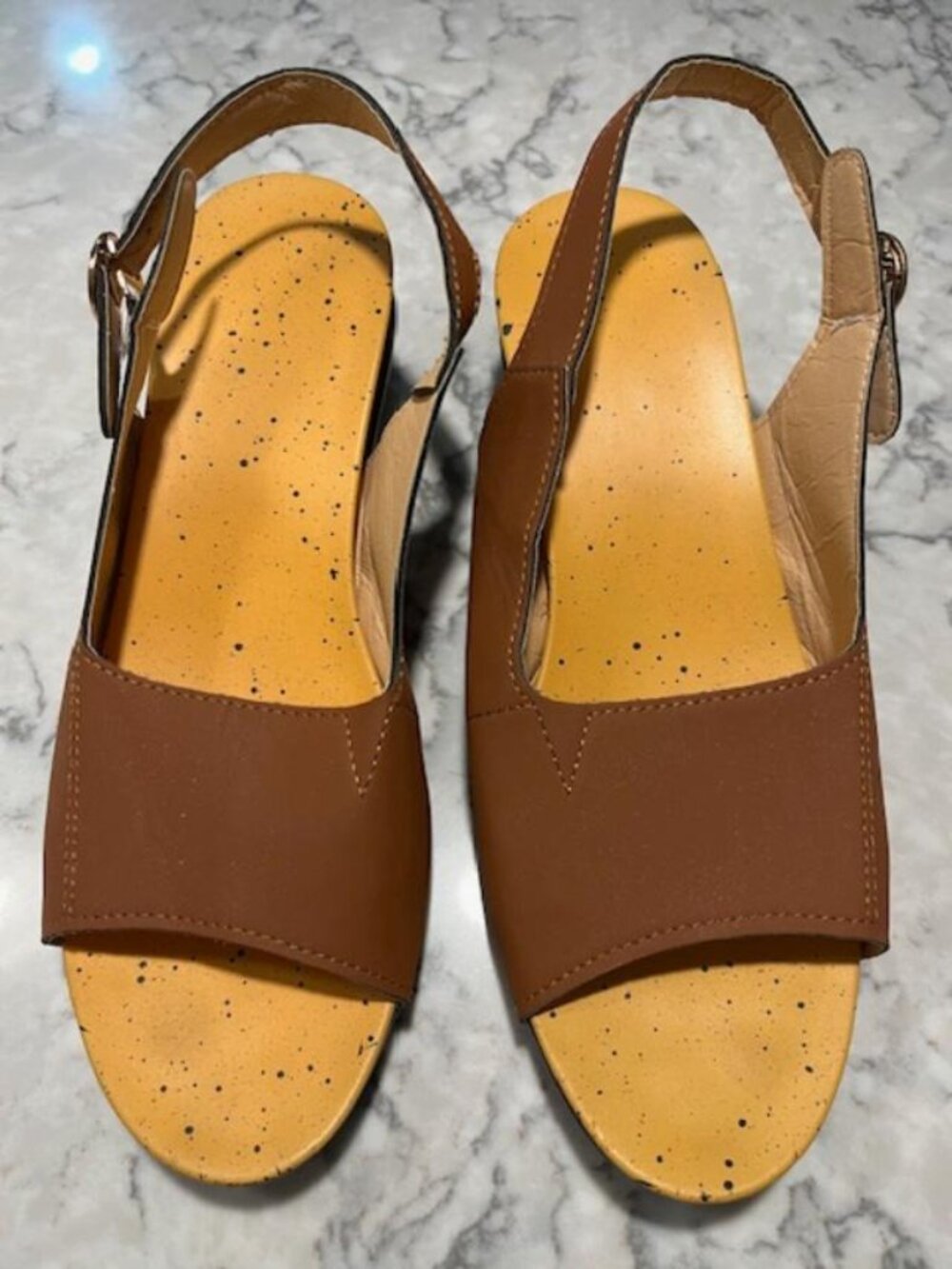 NEW Slingback, Open Toe, Brown Shoes. Never Worn. Size 8.5 Medium Width